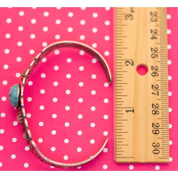 Vintage Blue Pearl Art Nouveau Cuff Bracelet 7 inch - P3 - Picture 3 of 3